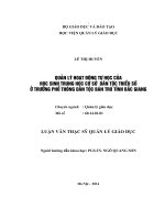 Quản lý hoạt động tự học của học sinh trung học cơ sở dân tộc thiểu số ở trường phổ thông dân tộc bán trú tỉnh Bắc Giang