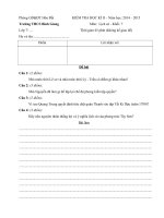 Đề kiểm tra học kì 2 môn Lịch sử lớp 7 năm học 2014-2015 trường THCS Bình Giang, Kiên Giang