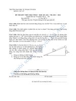 đề thi kết thúc học phần môn cơ học 2011  2012 truongDHSPTPHCM