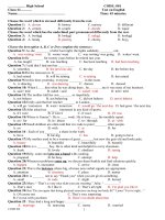 Kiểm tra 1 tiết lần 1 HKI tiếng Anh lớp 12 (With key)