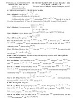 Đề thi thử đại học môn Toán năm 2014 tỉnh Bắc Ninh (THPT hàn Thuyên)