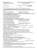 Đề kiểm tra Học kỳ II lớp 11 năm 2012 - 2013, THPT Lê Thánh Tông tỉnh Gia Lai_Môn Sinh