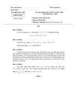 Đề thi học sinh giỏi lớp 12 THPT tỉnh Bạc Liêu môn Toán bảng B (Năm học 2011 - 2012) - Ngày thi thứ nhất