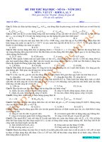 ĐỀ THI THỬ ĐẠI HỌC VẬT LÍ 2012 ĐỀ SỐ (16)