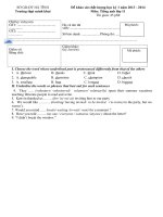 Đề kiểm tra chất lượng học kỳ 1 lớp 11 THPT Minh Khai - Hà Tĩnh năm 2013 - 2014_Tiếng Anh