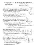 Đề thi học sinh giỏi lớp 11 THPT tỉnh Hà Tĩnh năm học 2011 - 2012 môn Vật lý - Có đáp án