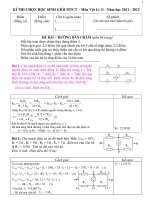 Đề thi giải toán trên máy tính cầm tay lớp 11 THPT tỉnh Thái Nguyên năm 2011 - 2012 Môn Vật lý