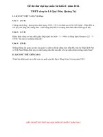 Đề thi thử đại học môn Lịch Sử năm 2014 trường THPT Lê Quý Đôn, Quảng Trị