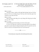 Đề thi - Đáp án thi tốt nghiệp THPT năm 2014 hệ GDTX môn sử