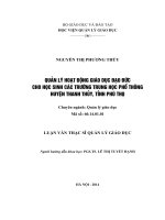 Quản lý hoạt động giáo dục đạo đức cho học sinh các trường THPT huyện Thanh Thủy, tỉnh Phú Thọ
