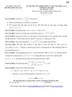 Đề thi mẫu THPT quốc gia môn toán năm 2015 Trường THPT Yên Lạc 2