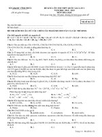 Đề thi thử Quốc gia lần 1 năm 2015 môn Hóa học trường THPT Yên Lạc, Vĩnh Phúc