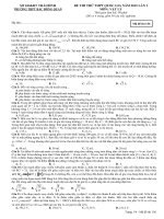 Đề thi thử THPT quốc gia môn Vật Lý lần 1 năm 2015 tỉnh Thái Bình