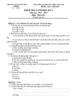 ĐỀ KIỂM TRA CUỐI HKI LỚP 5- KHOA HỌC