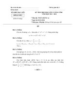 Đề thi học sinh giỏi lớp 12 THPT tỉnh Bạc Liêu môn Toán bảng A (Năm học 2011 - 2012) - Ngày thi thứ nhất