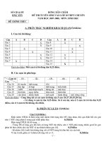 Đề thi hướng dẫn môn sinh học lớp 9 vào 10 chuyên Hưng Yên