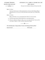 Đề khảo sát chất lượng khối 10 lần 2 môn Lịch sử năm học 2014 - 2015 trường THPT Liễn Sơn, Vĩnh Phúc