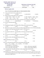 Đề thi học kì 2 môn Hóa lớp 10 năm học 2014-2015 trường THPT Ngô Gia Tự