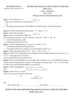 Đề thi thử Quốc gia môn Toán lần 1 năm 2015 trường THPT Quỳnh Lưu 1, Nghệ An