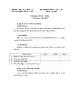 Đề thi học sinh giỏi lớp 8 môn sử kèm đáp án