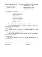 Đề thi học kỳ 1 lớp 7 huyện Bình Giang năm 2013 - 2014 _Ngữ văn