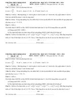 Đề kiểm tra chất lượng học kỳ 1 lớp 11 THPT Minh Khai - Hà Tĩnh năm 2013 - 2014 _ Toán