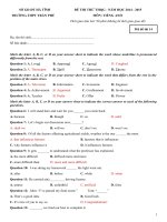 Đề thi thử THPT Quốc gia 2015 môn Tiếng Anh trường THPT Trần Phú, Hà Tĩnh số 14