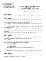 Đề thi học sinh giỏi tỉnh môn sinh lớp 9 sở Bắc Ninh năm 2013