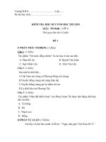 Đề thi kiểm tra học kỳ 1 môn mĩ thuật lớp 8 trường THCS phù đổng 2012   2013