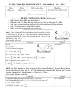 Đề thi giải toán trên máy tính cầm tay lớp 10 THPT tỉnh Thái Nguyên năm 2011 - 2012_MÔN VẬT LÝ