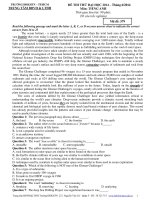 Đề thi thử đại học môn Tiếng Anh lần 2 trường ĐH Khoa học tự nhiên năm 2014 có đáp án