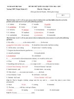Đề thi thử THPT Quốc gia 2015 môn Tiếng Anh trường THPT Thuận Thành số 2, Bắc Ninh (Đề 1)