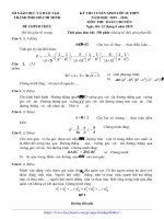 Đề thi tuyển sinh vào lớp 10 môn Toán (chuyên) năm học 2015-2016 Sở GD-ĐT TP Hồ Chí Minh