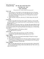 Đề thi và đáp án tham khảo học sinh giỏi Mỹ Hưng 2015 môn sinh học lớp 9 bồi dưỡng