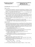 Đề thi học sinh giỏi thành phố Đà Nẵng môn Hóa lớp 10 năm học 2010 - 2011 (Có đáp án)