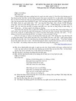 Đề kiểm tra học kỳ I lớp 9 năm học 2014 - 2015 Tỉnh Bến Tre môn văn