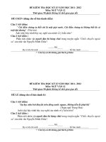 Đề thi học kì 2 môn Ngữ văn lớp 12 trường THPT Gia Lộc, Hải Dương năm học 2011-2012