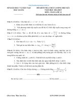 Đề kiểm tra chất lượng học kỳ I lớp 12 năm học 2014-2015 tỉnh Bắc Giang