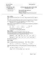 Đề thi học sinh giỏi lớp 12 THPT tỉnh Bạc Liêu môn Hóa bảng B (Năm học 2011 - 2012) - Ngày thi thứ nhất