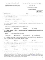 Bộ đề thi thử THPT Quốc gia 2015 môn Tiếng Anh trường THPT Phan Đăng Lưu, Thừa Thiên Huế