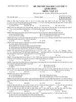 Đề thi thử Đại học lần 5 năm 2015 môn Vật lý trường THPT Đào Duy Từ, Thái Nguyên