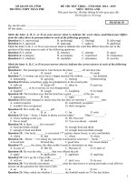 Đề thi thử THPT Quốc gia 2015 môn Tiếng Anh trường THPT Trần Phú, Hà Tĩnh số 18