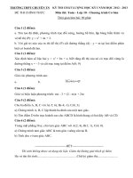 Đề thi học kỳ I lớp 10 THPT chuyên Thái Nguyên năm 2012 - 2013 môn Toán (Có đáp án) _ Chương trình cơ bản