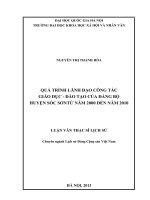 QUÁ TRÌNH LÃNH ĐẠO CÔNG TÁC  GIÁO DỤC  ĐÀO TẠO CỦA ĐẢNG BỘ  HUYỆN SÓC SƠN TỪ NĂM 2000 ĐẾN NĂM 2010