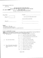 ĐỀ thi chọn học sinh vào đội tuyển quốc gia môn tiếng Anh 12 (Bến Tre 2010 - 2011)