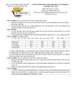 Đề thi học sinh giỏi khu vực Bắc Bộ năm học 2011 - 2012 môn Địa lý lớp 11