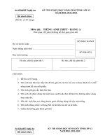 Đề thi học sinh giỏi tỉnh Nghệ An năm 2011 - 2012 môn Tiếng Anh lớp 12 Bảng A