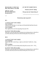 Đề thi tốt nghiệp lịch sử 12 năm 2008 phân ban – lần II hệ THPT