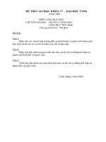 ĐỀ THI CAO học KHÓA 17 –  đại học VINH  môn GIÁO dục học