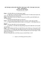 Sưu tầm đề học sinh giỏi sinh học lớp 8 tham khảo bồi dưỡng các năm (150)